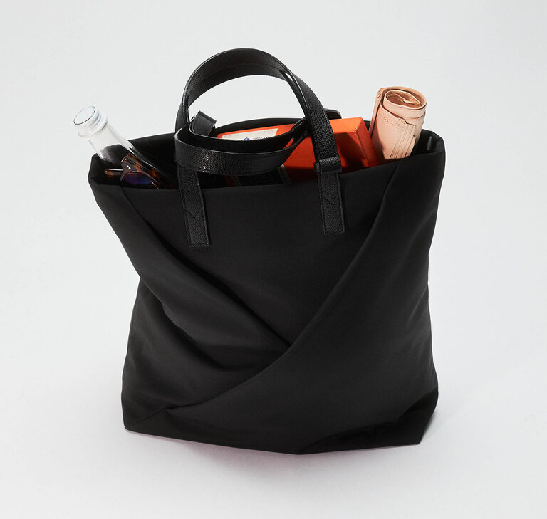 Valextra Econyl recycled nylon Assoluto black tote shopping bag